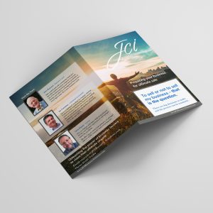 JCI Business Solutions A5 folded leaflet showing back and front cover