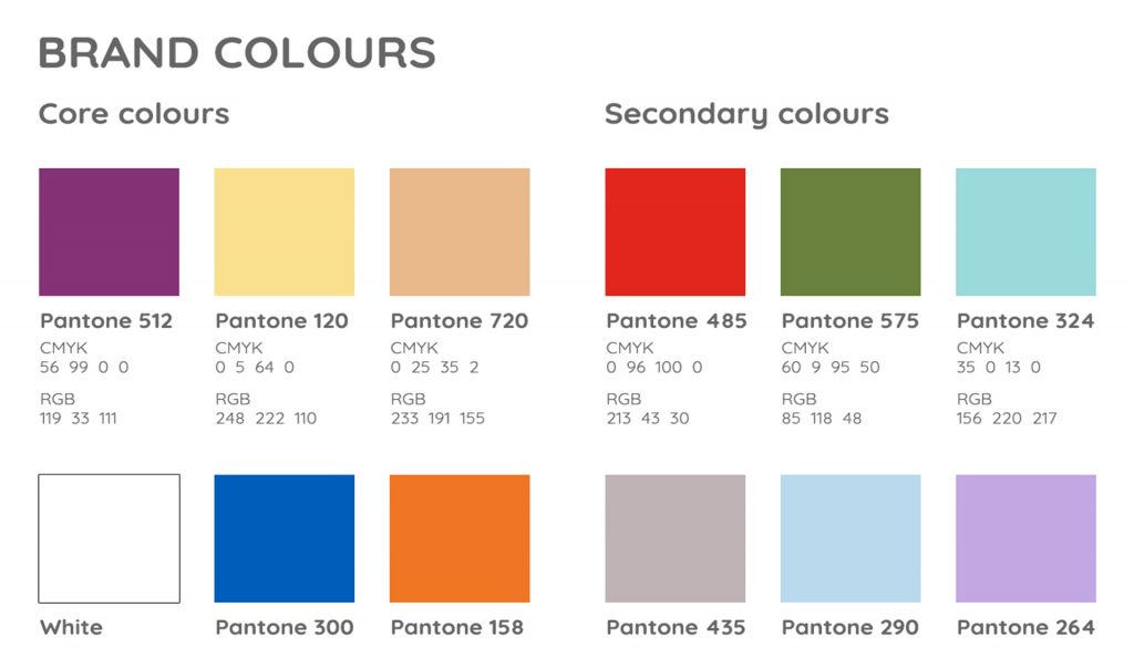 Core and secondary brand colours