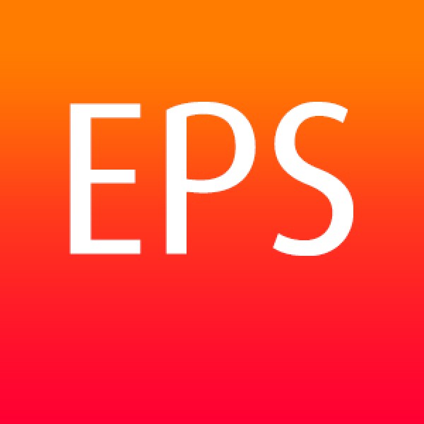 EPS in white on a graduated orange background