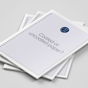 A notebook with the title coated or uncoated paper